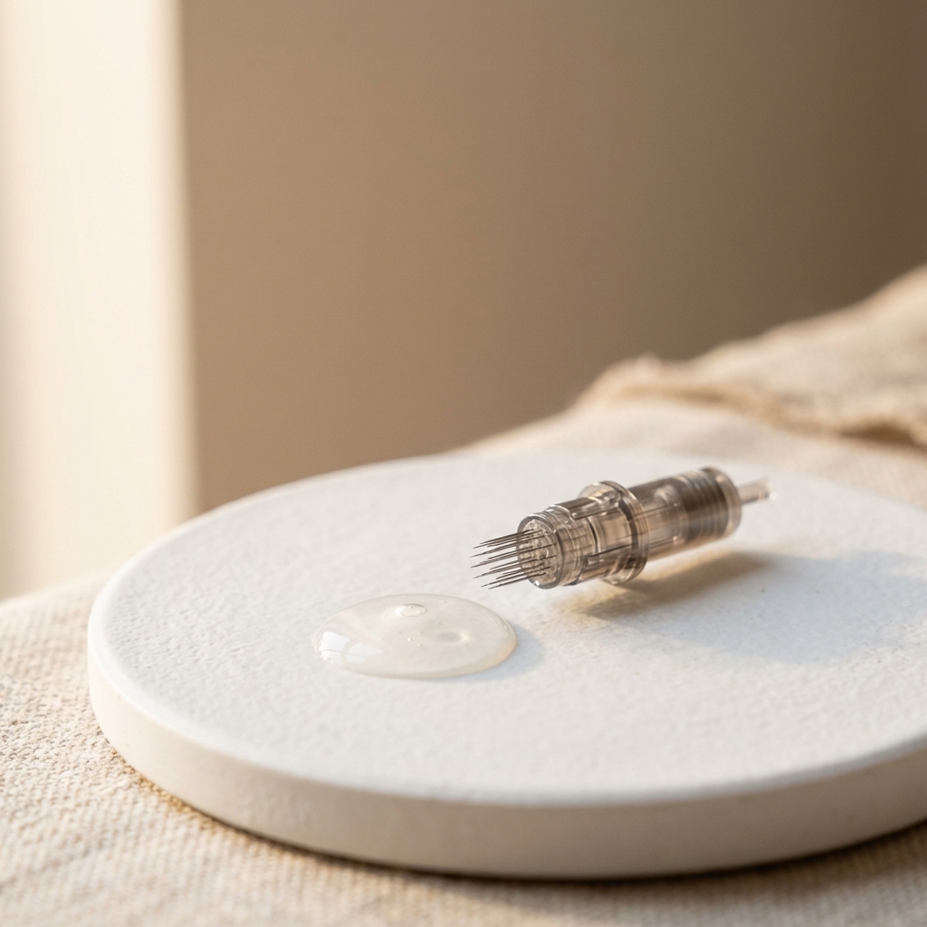 Microneedling-Nadelspitze mit Pflegeserum für empfindliche Hauttypen