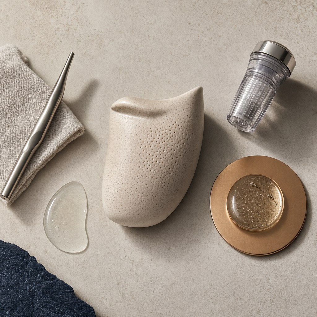 Textfreie Vergleichsgrafik zu klassischem Microneedling und RF-Microneedling bei großen Poren