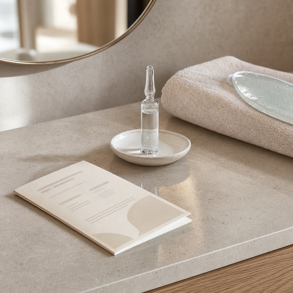 Textfreie Objektgrafik zu Beratung, Vorbereitung und Nachpflege beim Microneedling.